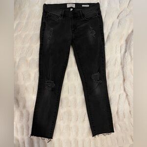 Frame distressed black denim size 27